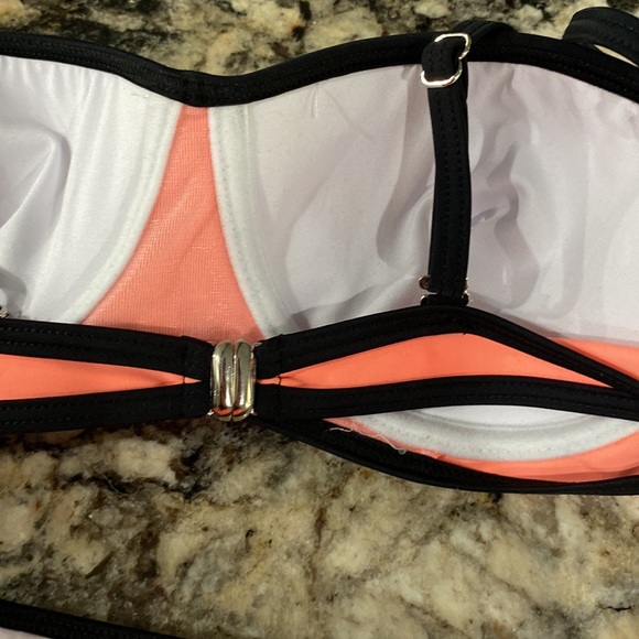 Peddney size large bikini swimsuit. Ordered from Amazon. NWT! Coral black pink - Picture 3 of 3